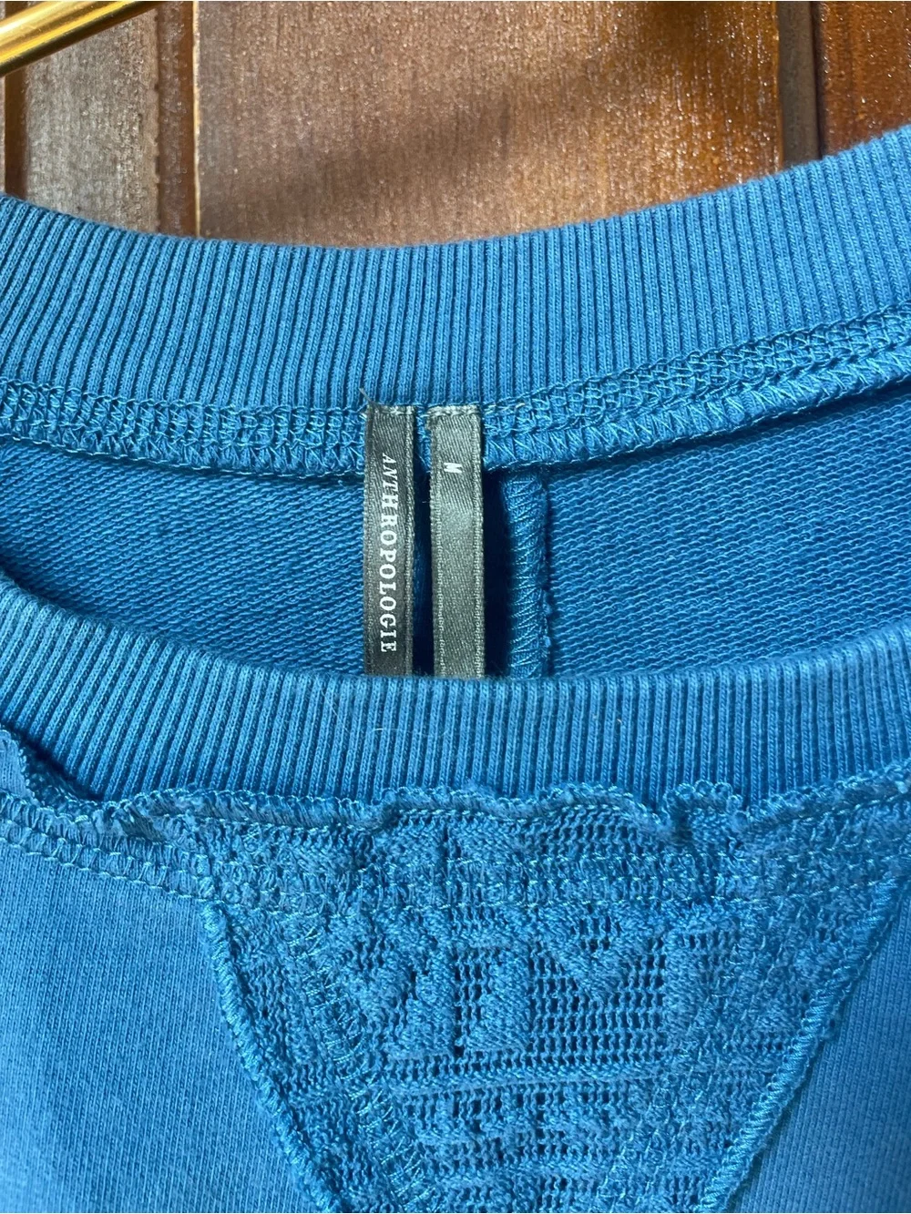 Anthropologie women's medium long sleeve blue top